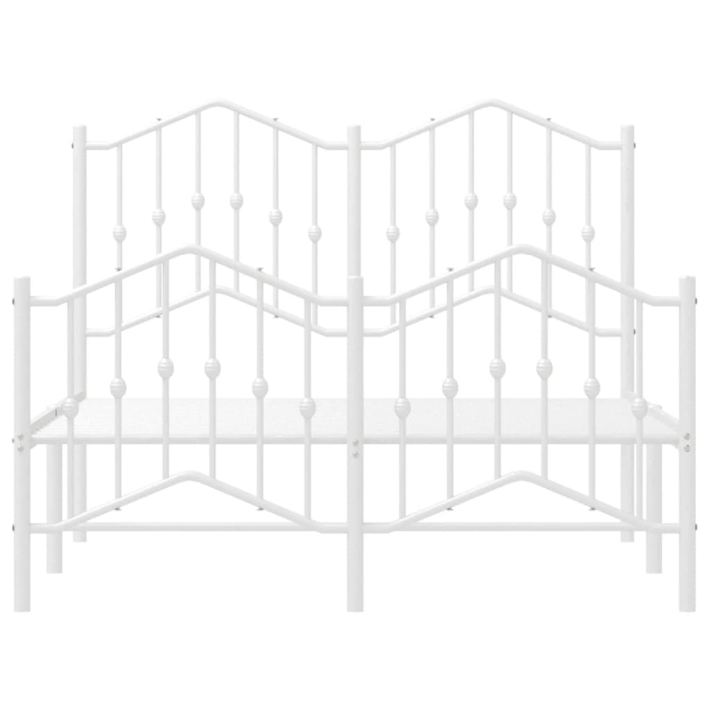 Cadre de lit métal sans matelas et pied de lit blanc 120x190 cm - XIOS
