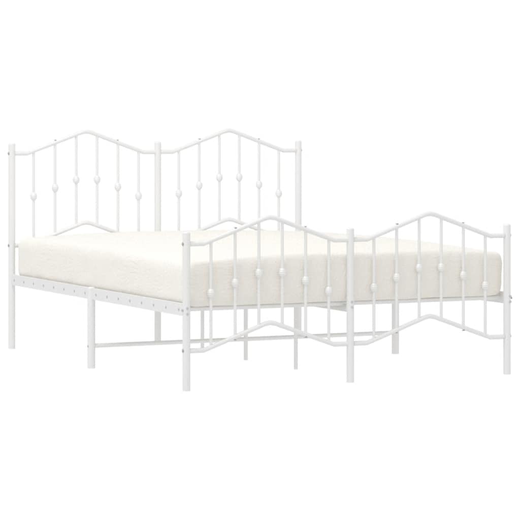 Cadre de lit métal sans matelas et pied de lit blanc 135x190 cm - XIOS