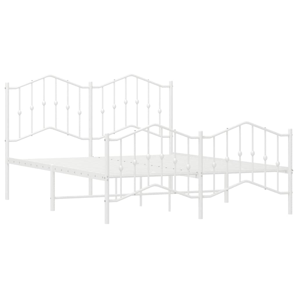 Cadre de lit métal sans matelas et pied de lit blanc 135x190 cm - XIOS