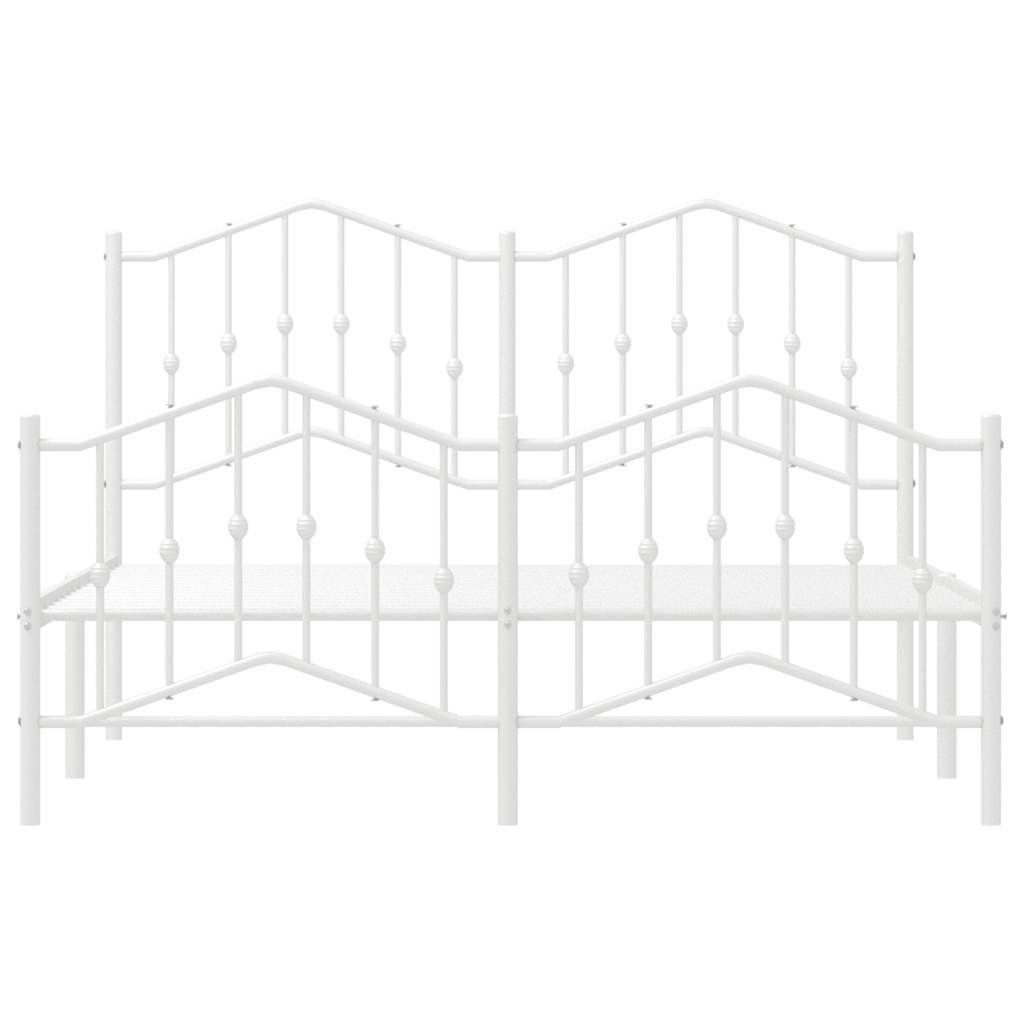 Cadre de lit métal sans matelas et pied de lit blanc 135x190 cm - XIOS