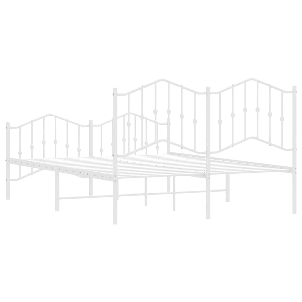 Cadre de lit métal sans matelas et pied de lit blanc 135x190 cm - XIOS