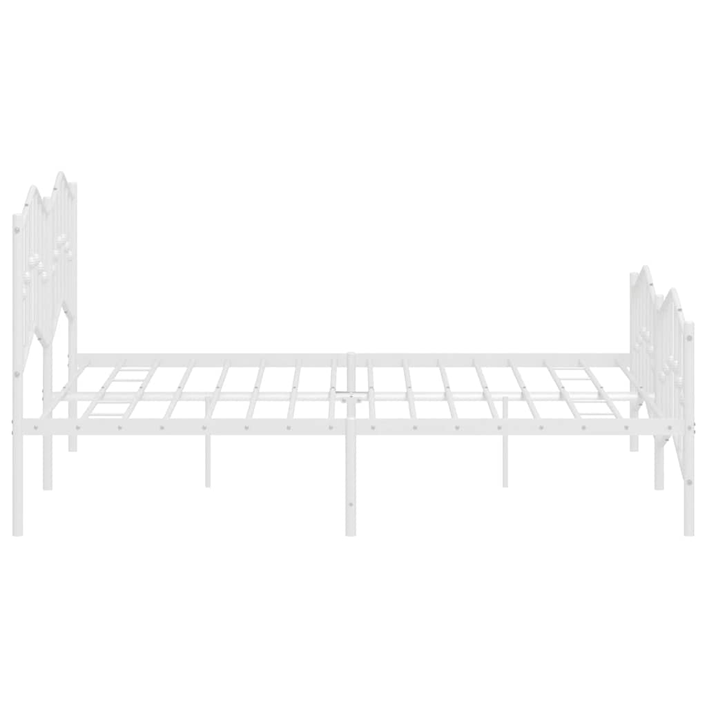 Cadre de lit métal sans matelas et pied de lit blanc 183x213 cm - XIOS