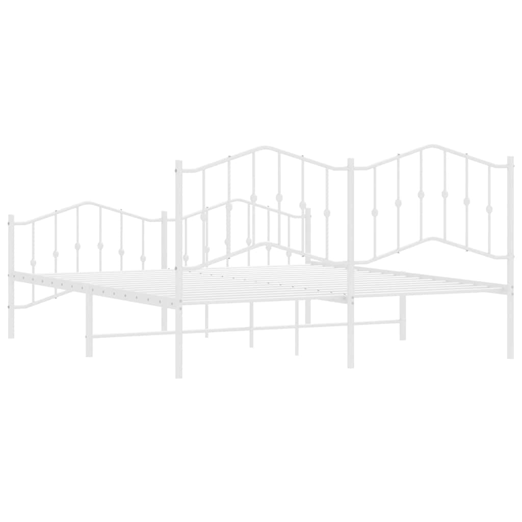 Cadre de lit métal sans matelas et pied de lit blanc 183x213 cm - XIOS