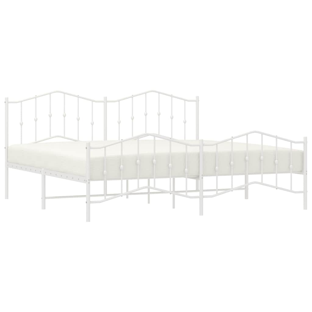 Cadre de lit métal sans matelas et pied de lit blanc 193x203 cm - XIOS