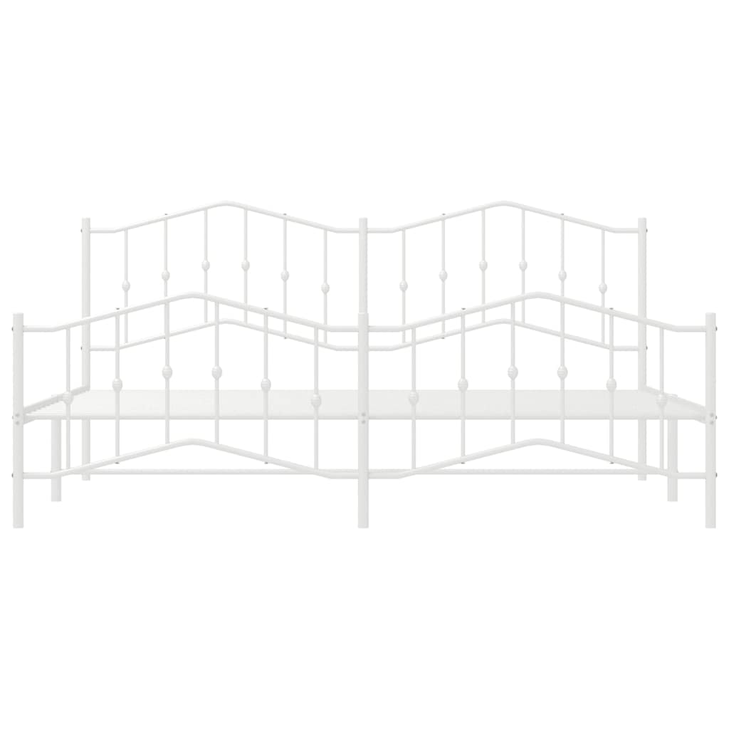 Cadre de lit métal sans matelas et pied de lit blanc 193x203 cm - XIOS