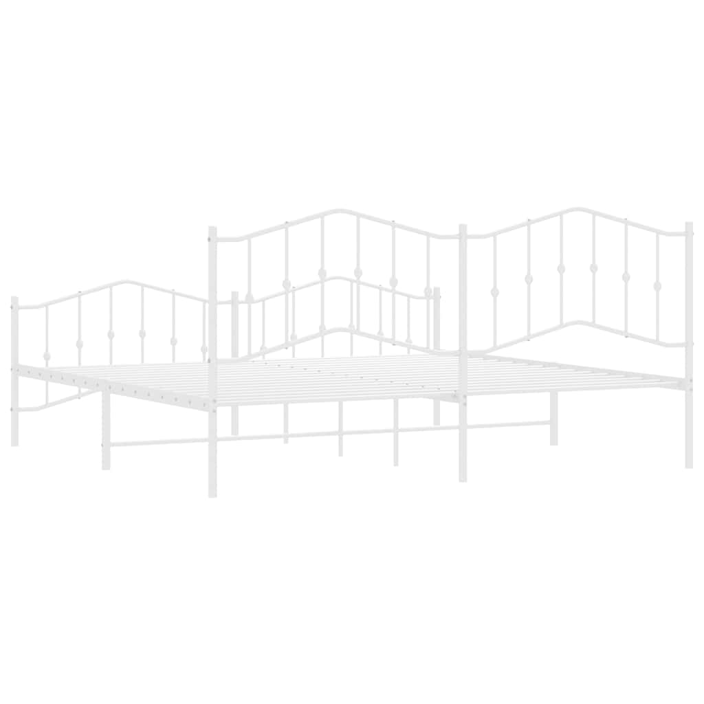 Cadre de lit métal sans matelas et pied de lit blanc 193x203 cm - XIOS