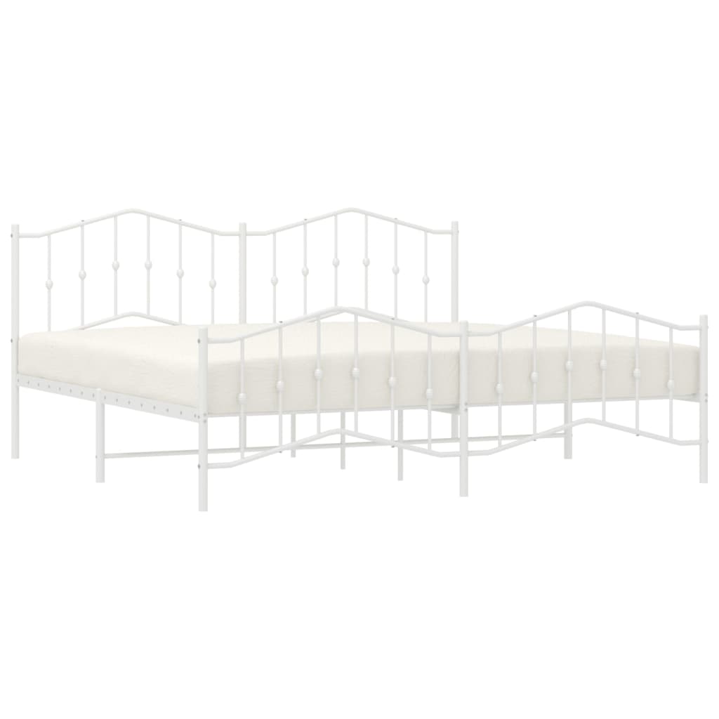 Cadre de lit métal sans matelas et pied de lit blanc 200x200 cm - XIOS
