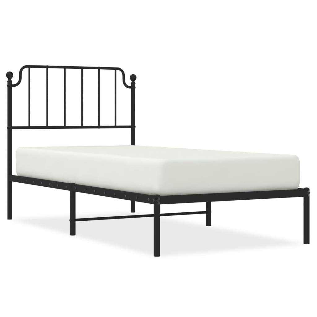 Cadre de lit métal sans matelas avec tête de lit noir 90x200 cm - XIOS