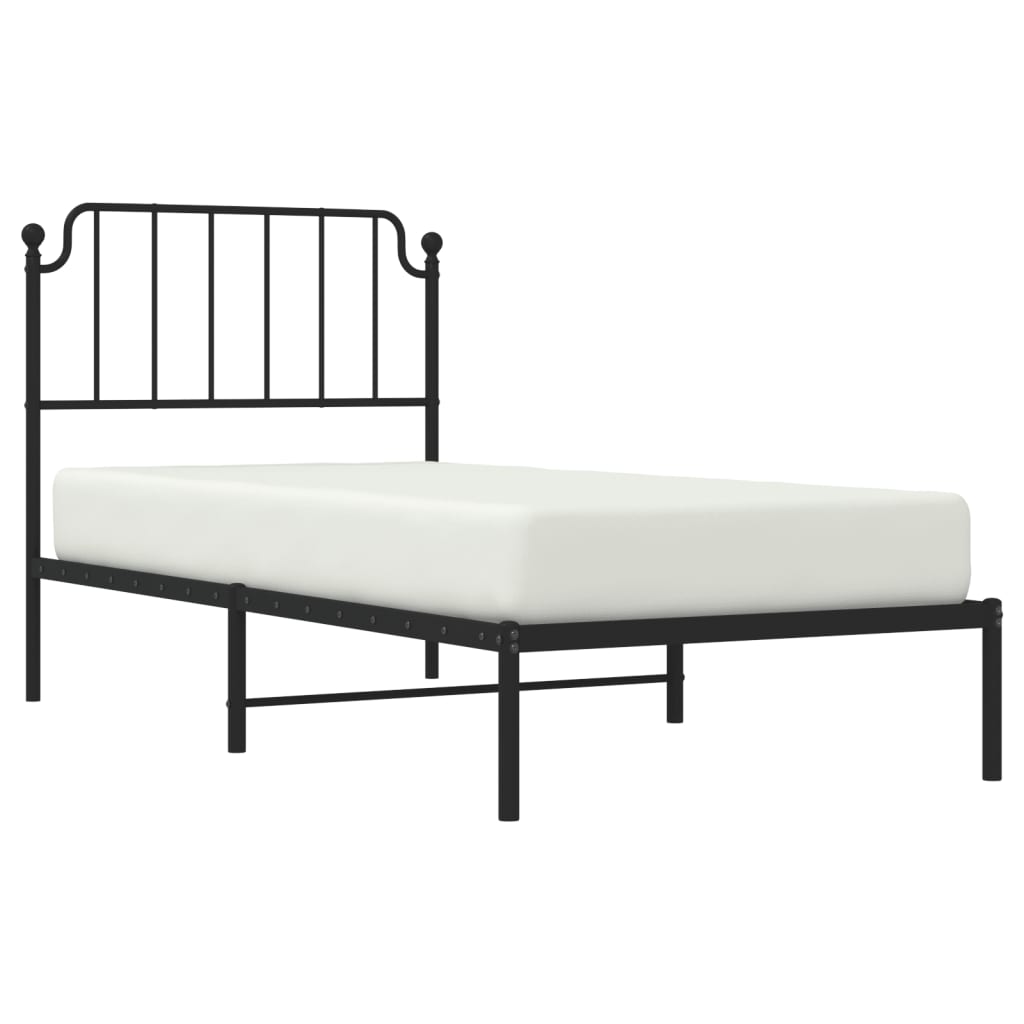 Cadre de lit métal sans matelas avec tête de lit noir 90x200 cm - XIOS