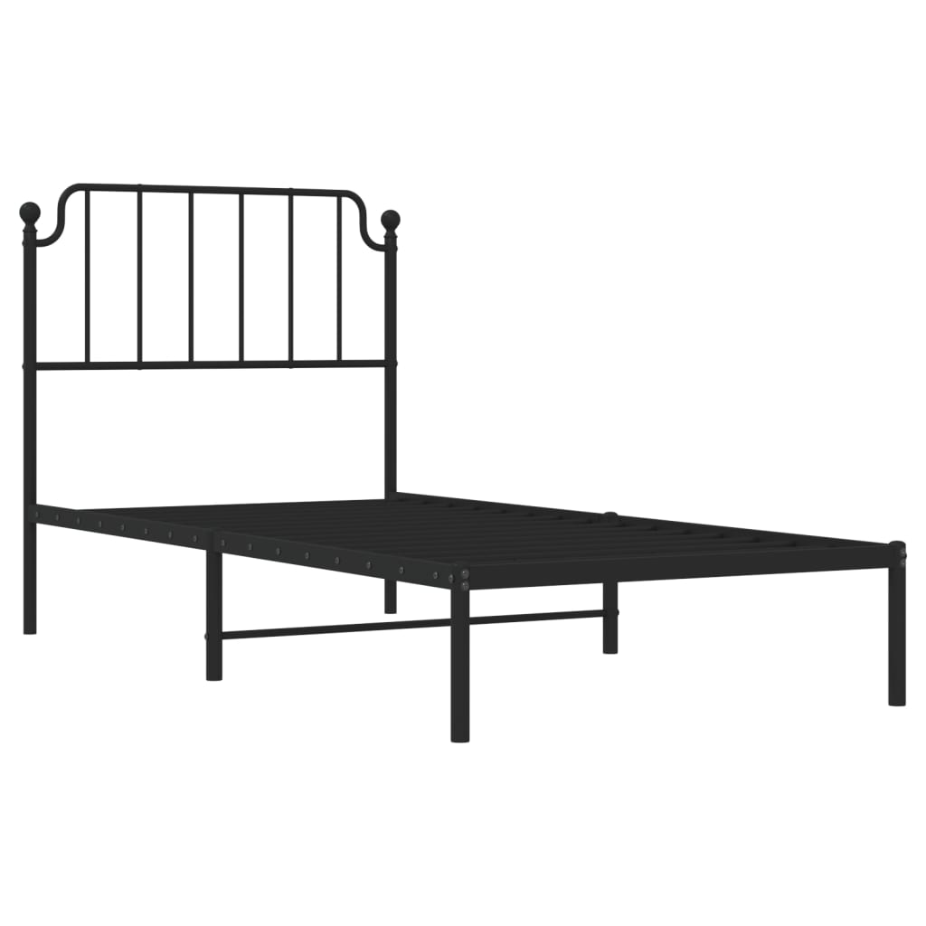 Cadre de lit métal sans matelas avec tête de lit noir 90x200 cm - XIOS