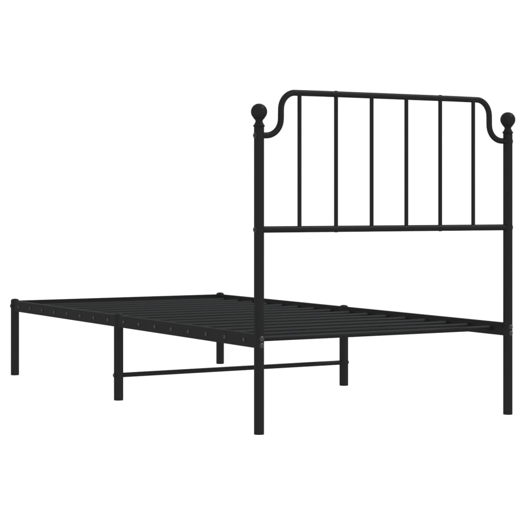 Cadre de lit métal sans matelas avec tête de lit noir 90x200 cm - XIOS