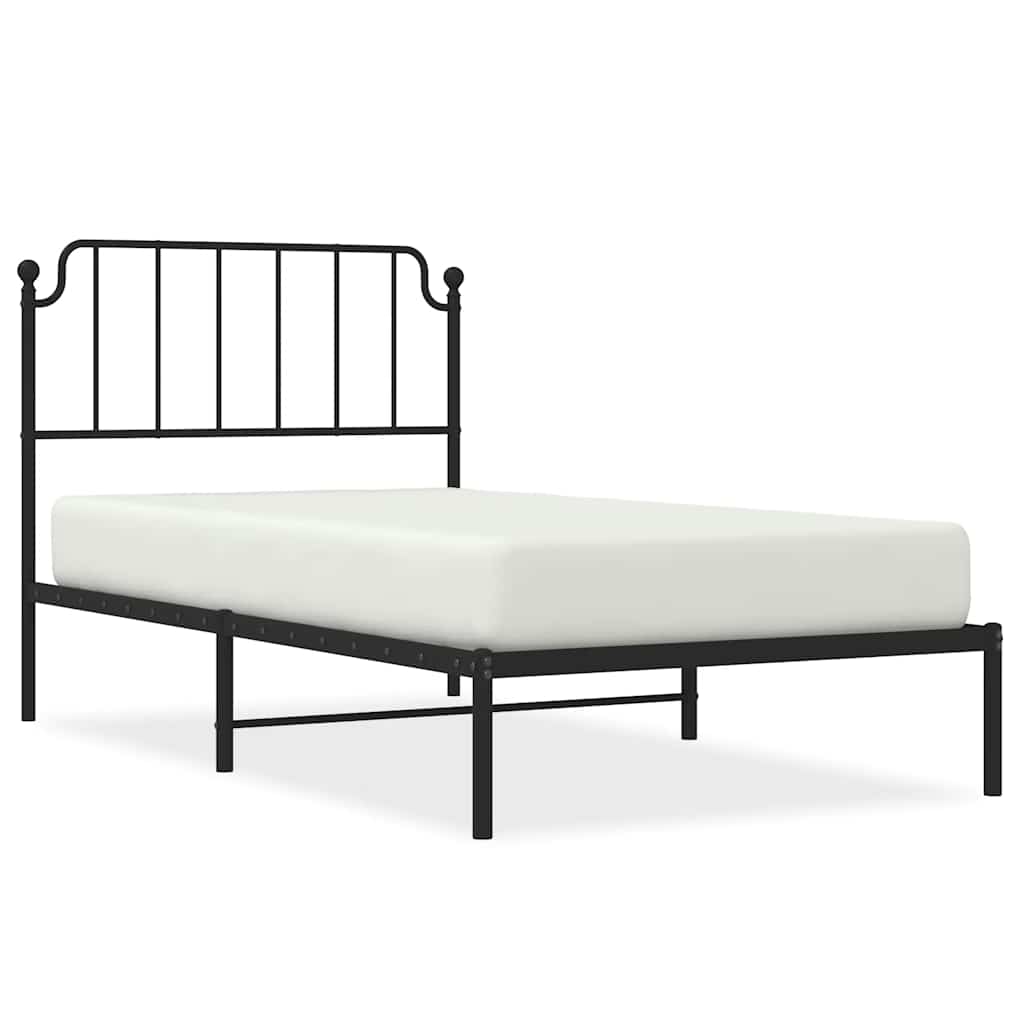 Cadre de lit métal sans matelas avec tête de lit noir 100x190cm - XIOS