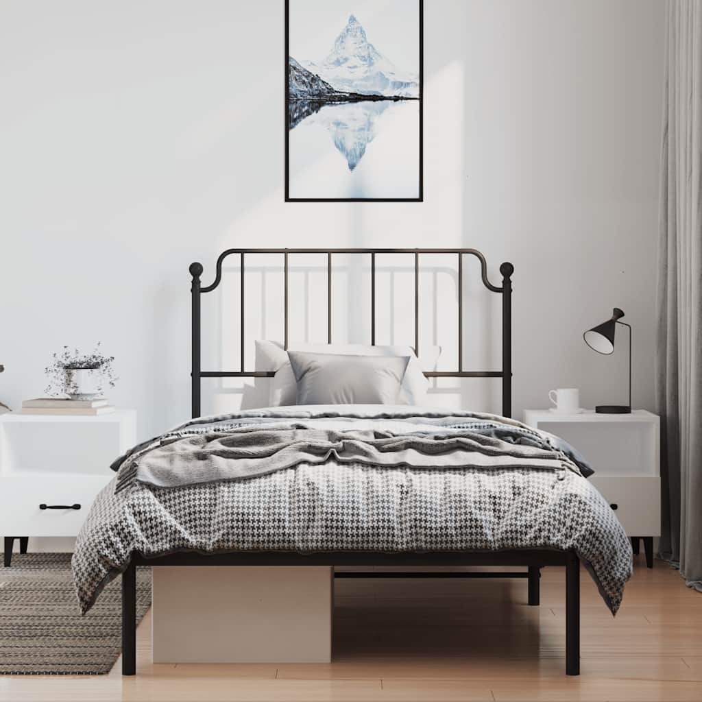 Cadre de lit métal sans matelas avec tête de lit noir 100x190cm - XIOS