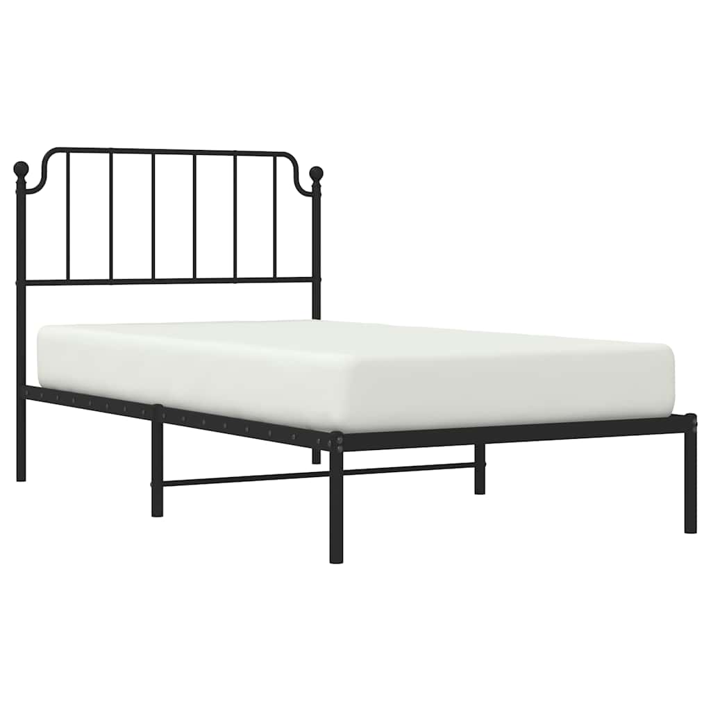Cadre de lit métal sans matelas avec tête de lit noir 100x190cm - XIOS