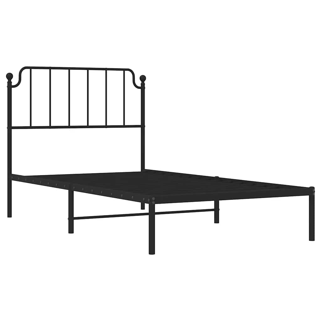 Cadre de lit métal sans matelas avec tête de lit noir 100x190cm - XIOS