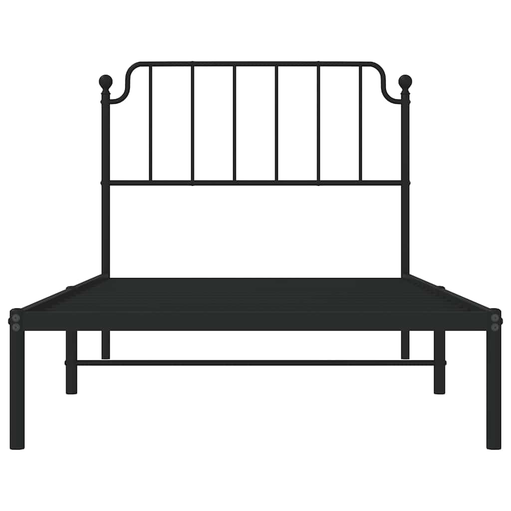 Cadre de lit métal sans matelas avec tête de lit noir 100x190cm - XIOS