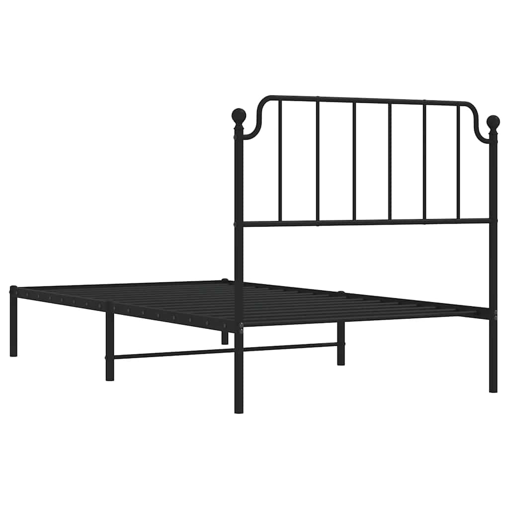 Cadre de lit métal sans matelas avec tête de lit noir 100x190cm - XIOS