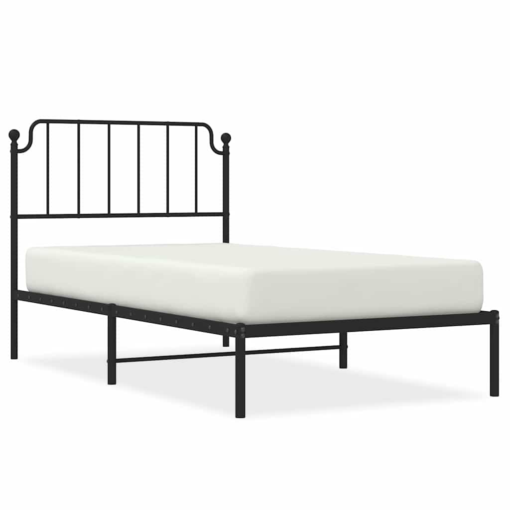 Cadre de lit métal sans matelas avec tête de lit noir 100x200cm - XIOS