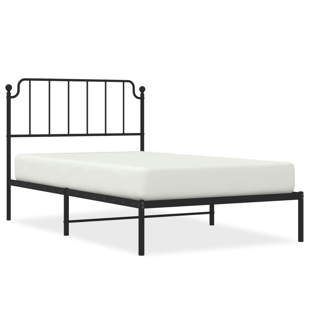 Cadre de lit métal sans matelas avec tête de lit noir 107x203cm - XIOS