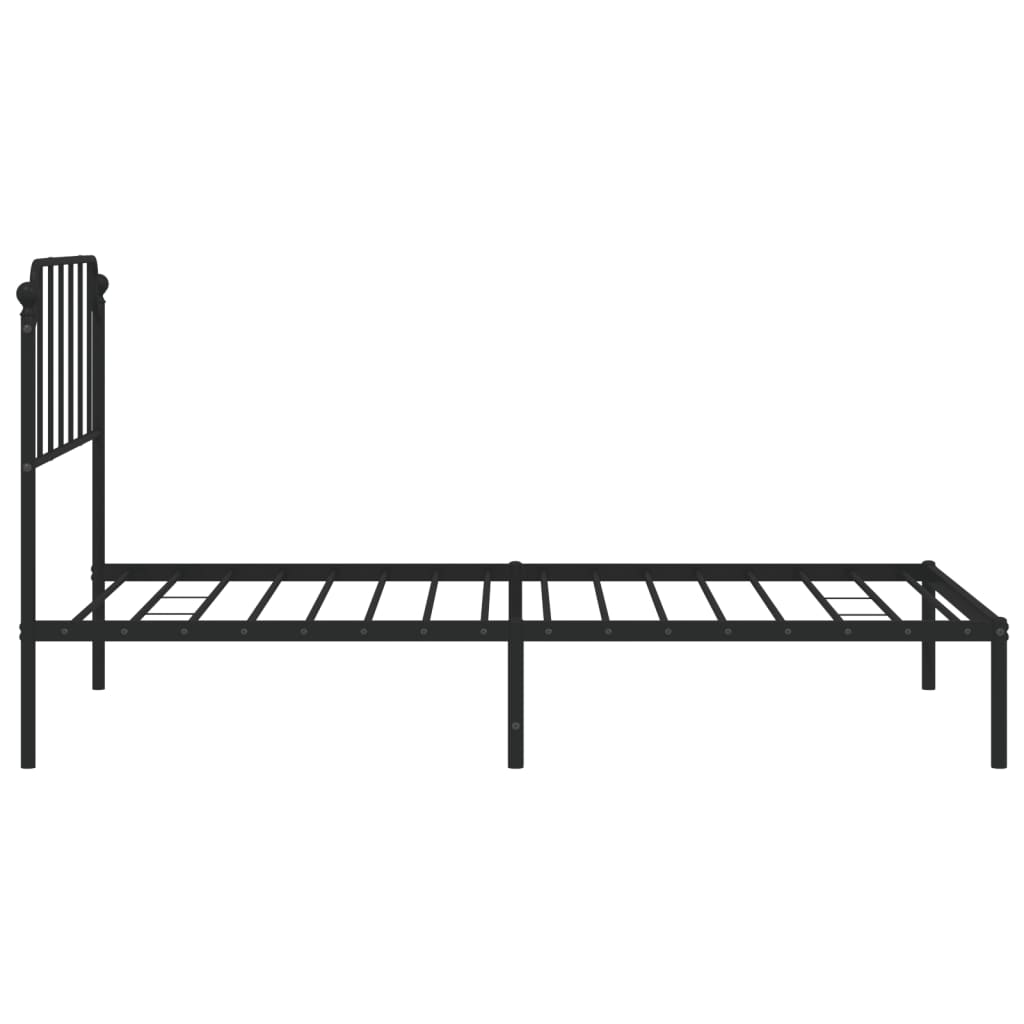 Cadre de lit métal sans matelas avec tête de lit noir 107x203cm - XIOS
