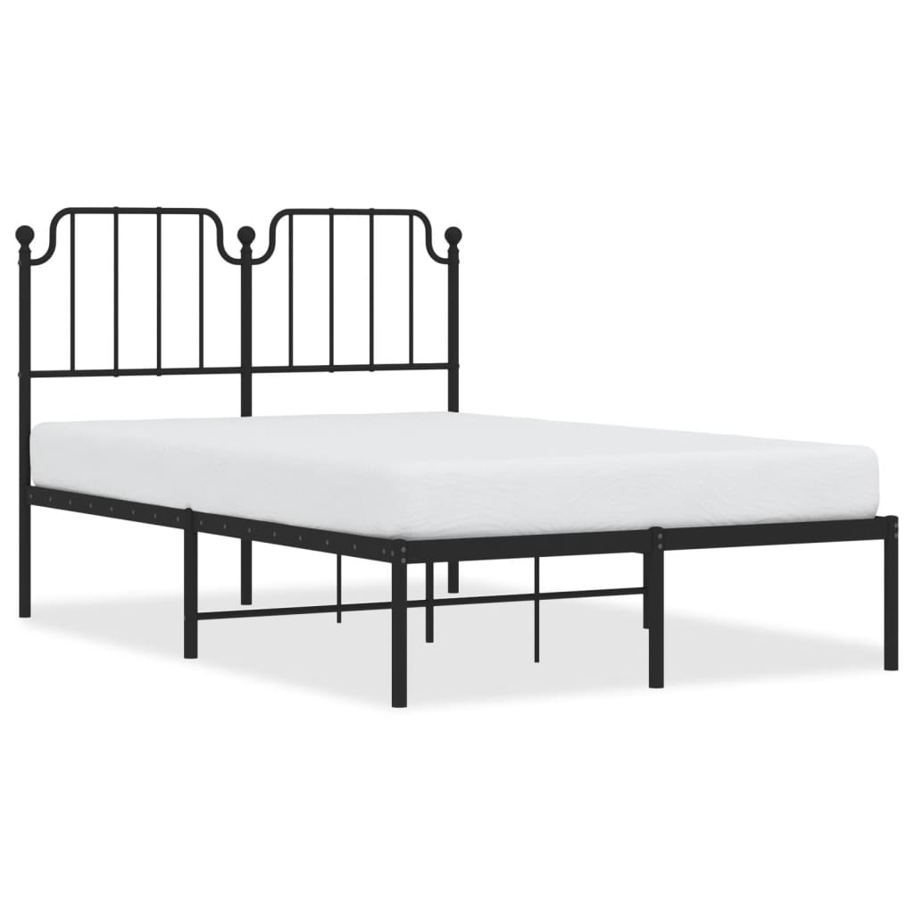 Cadre de lit métal sans matelas avec tête de lit noir 120x190cm - XIOS