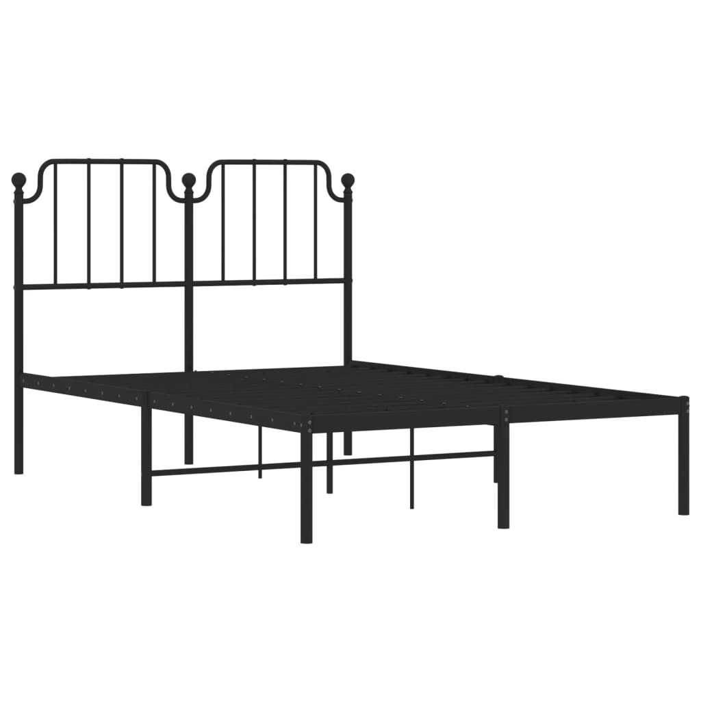 Cadre de lit métal sans matelas avec tête de lit noir 120x190cm - XIOS