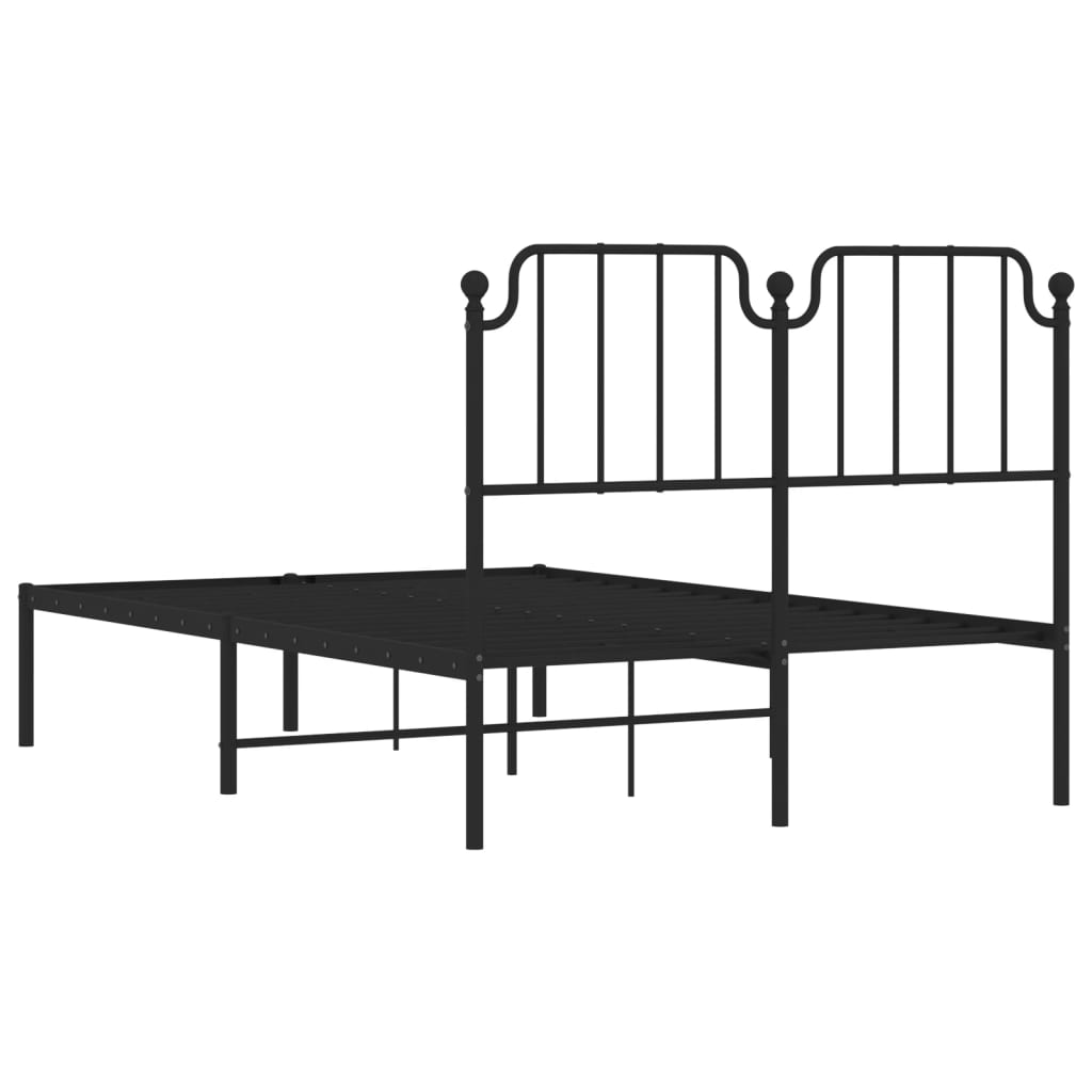 Cadre de lit métal sans matelas avec tête de lit noir 120x190cm - XIOS