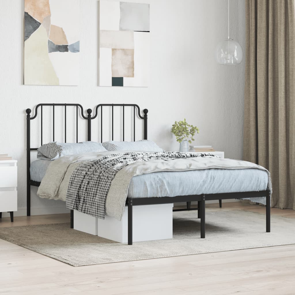 Cadre de lit métal sans matelas avec tête de lit noir 120x190cm - XIOS