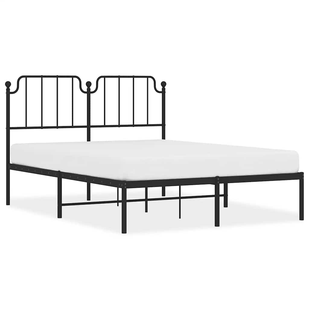 Cadre de lit métal sans matelas avec tête de lit noir 135x190cm - XIOS