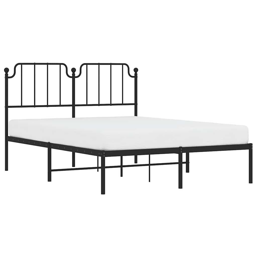 Cadre de lit métal sans matelas avec tête de lit noir 135x190cm - XIOS