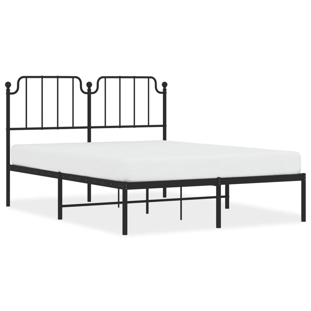 Cadre de lit métal sans matelas avec tête de lit noir 140x190cm - XIOS