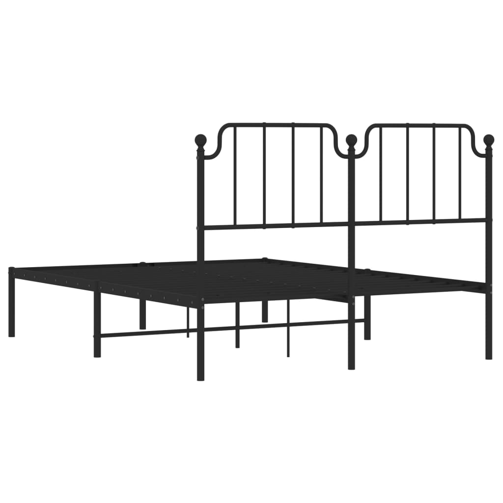 Cadre de lit métal sans matelas avec tête de lit noir 140x190cm - XIOS