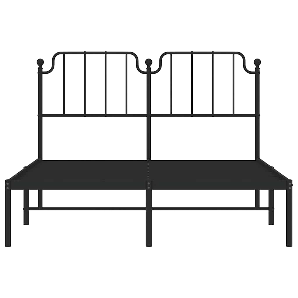 Cadre de lit métal sans matelas avec tête de lit noir 150x200cm