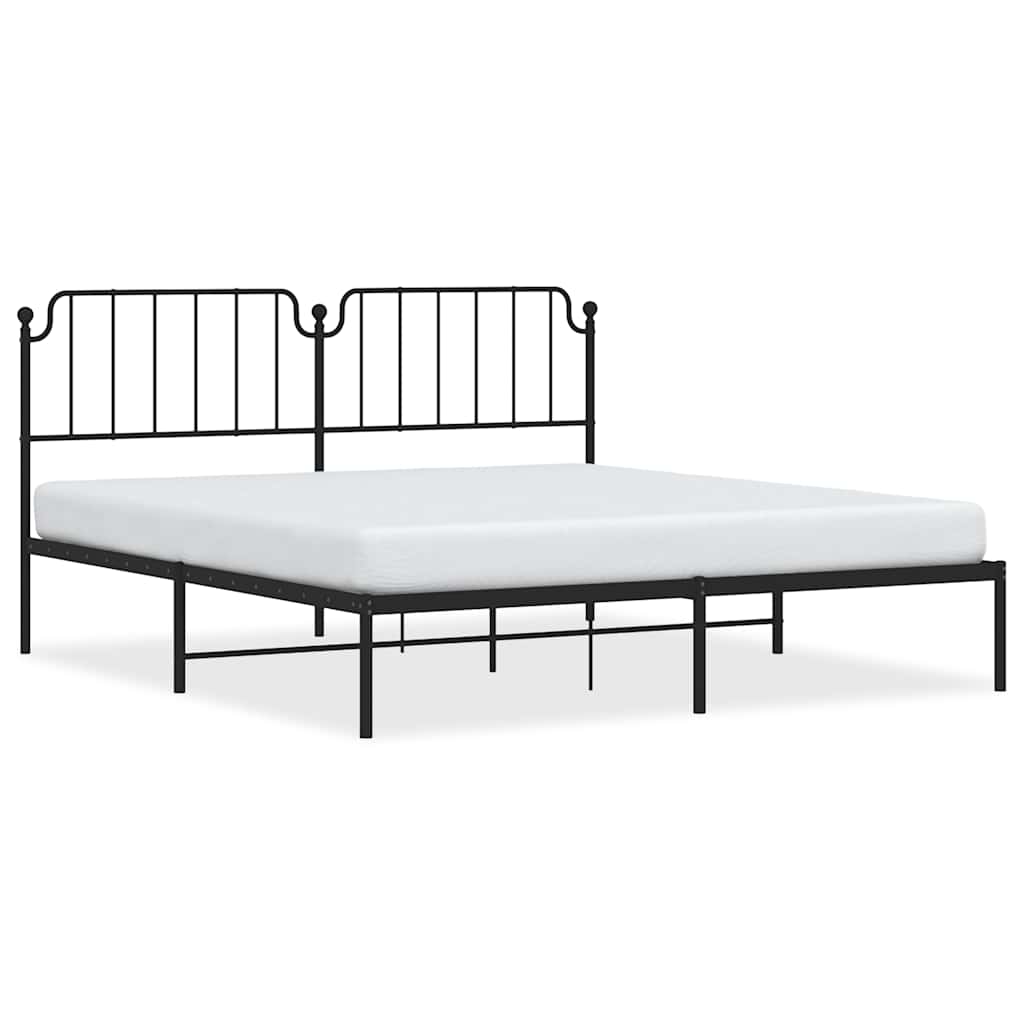Cadre de lit métal sans matelas avec tête de lit noir 183x213cm - XIOS