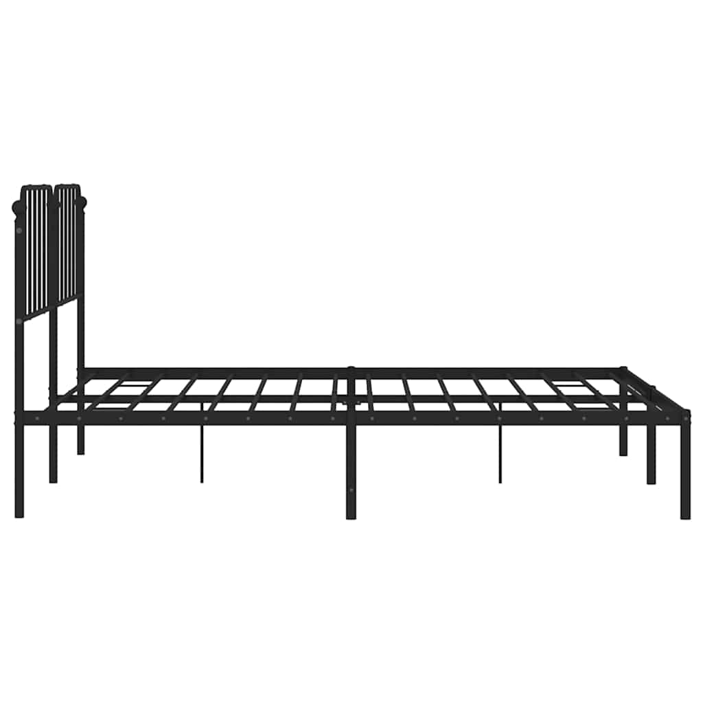 Cadre de lit métal sans matelas avec tête de lit noir 183x213cm - XIOS