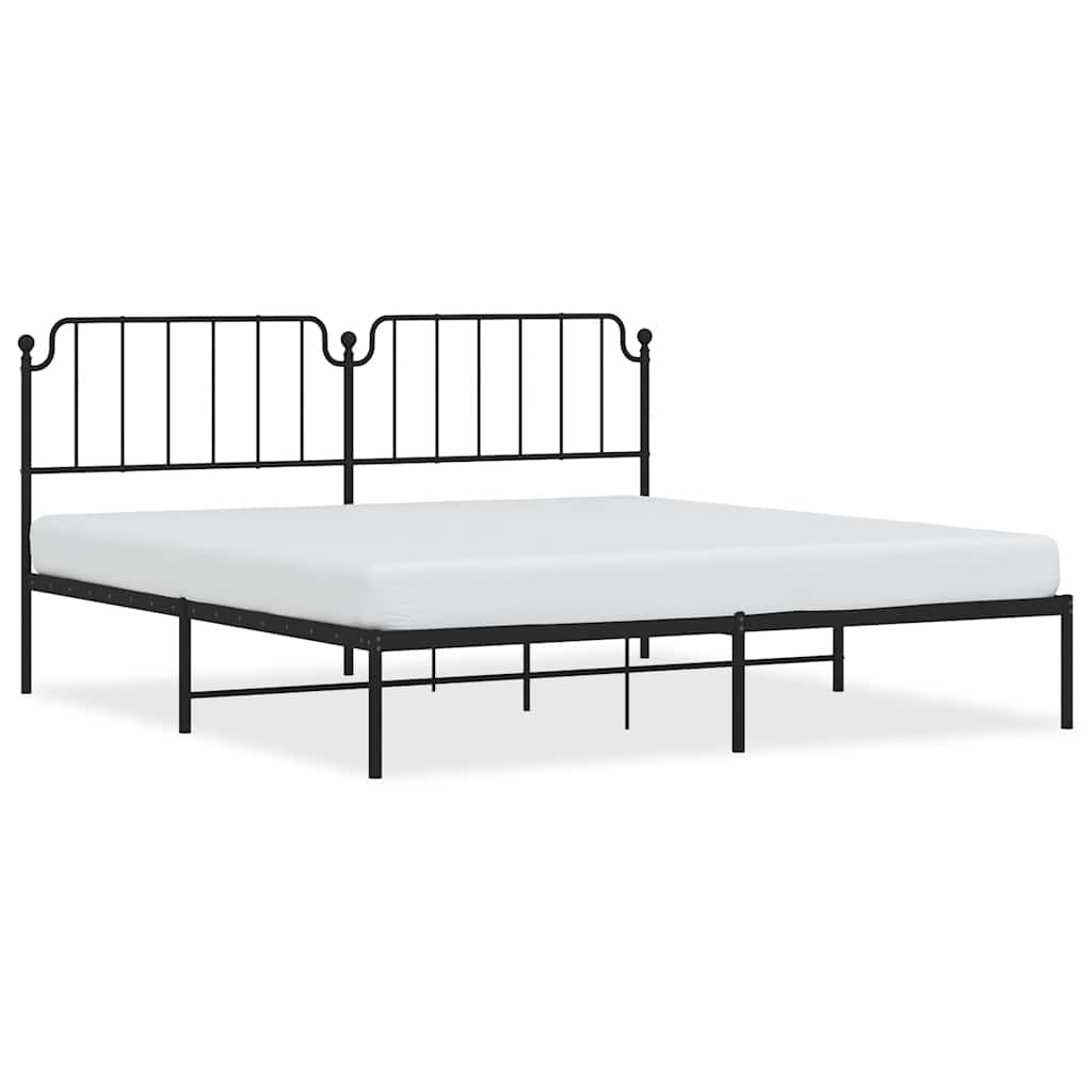 Cadre de lit métal sans matelas avec tête de lit noir 193x203cm - XIOS