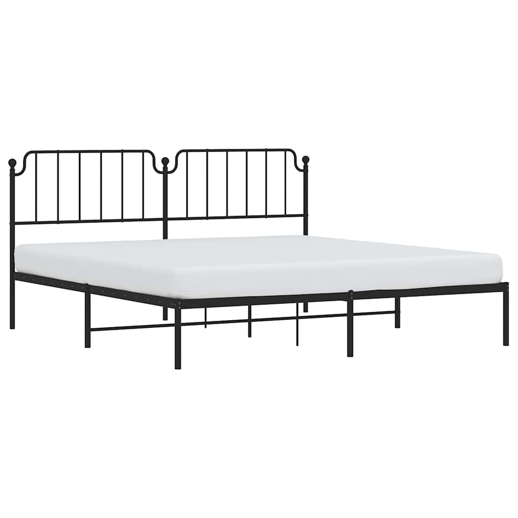 Cadre de lit métal sans matelas avec tête de lit noir 193x203cm - XIOS