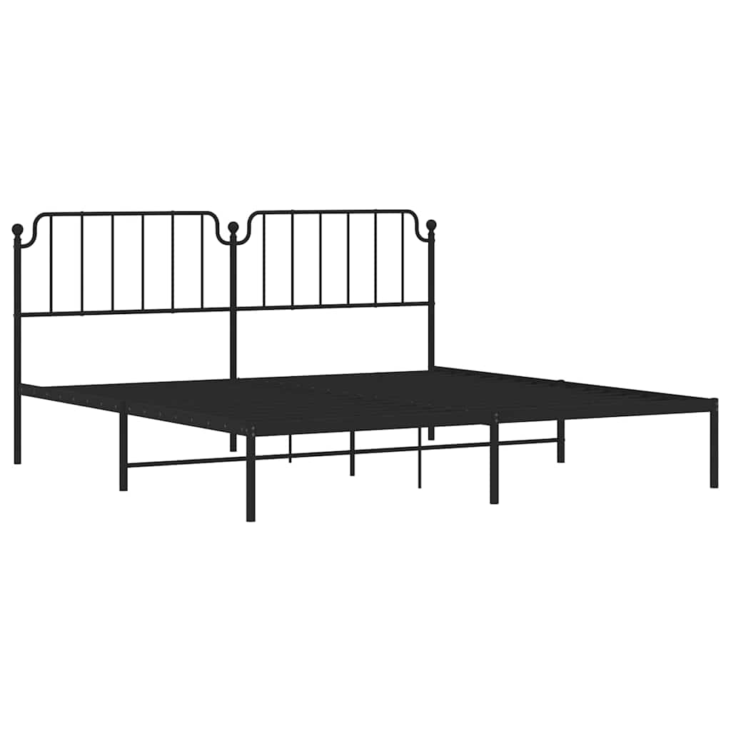 Cadre de lit métal sans matelas avec tête de lit noir 193x203cm - XIOS
