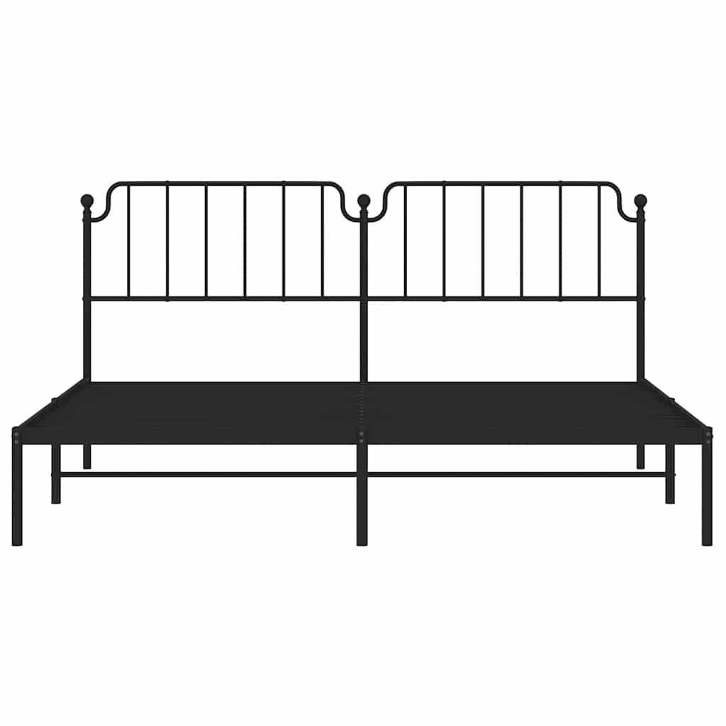 Cadre de lit métal sans matelas avec tête de lit noir 193x203cm - XIOS