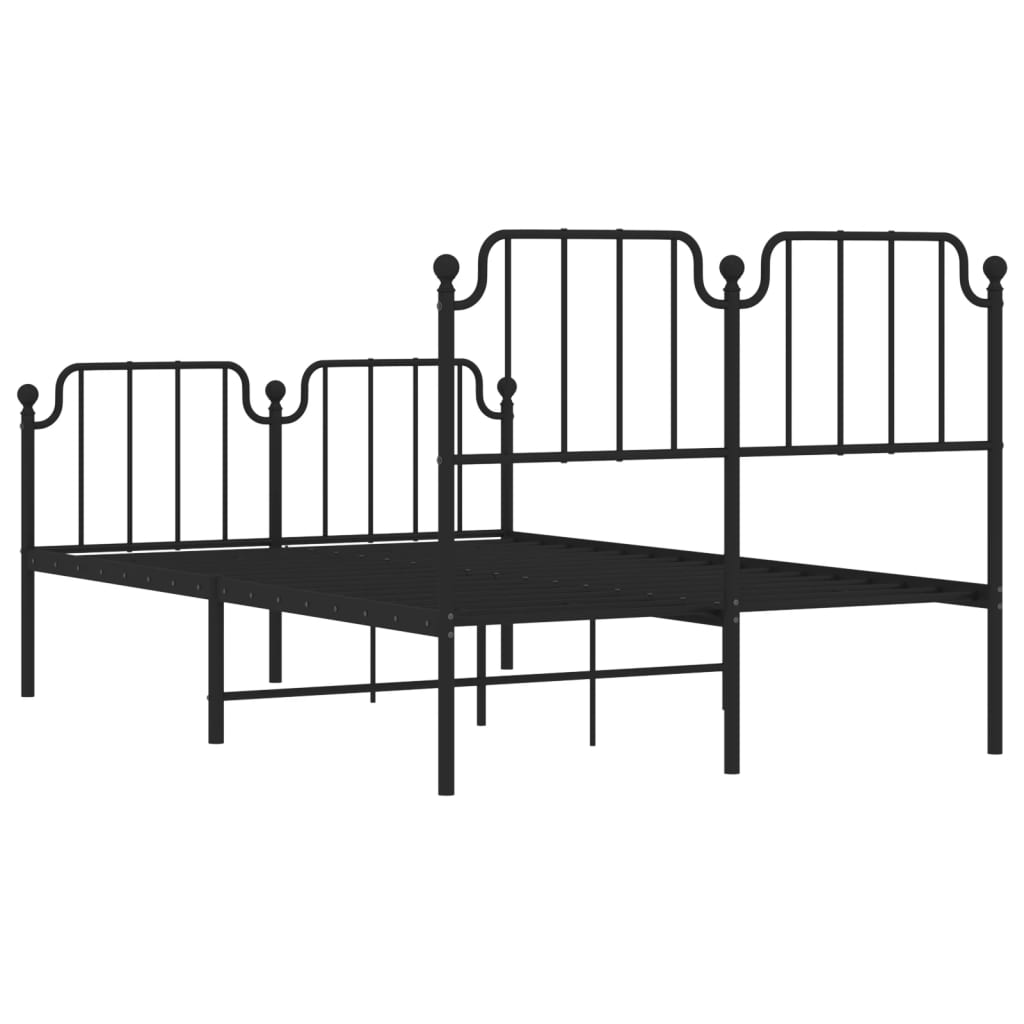 Cadre de lit métal sans matelas avec pied de lit noir 120x200cm - XIOS