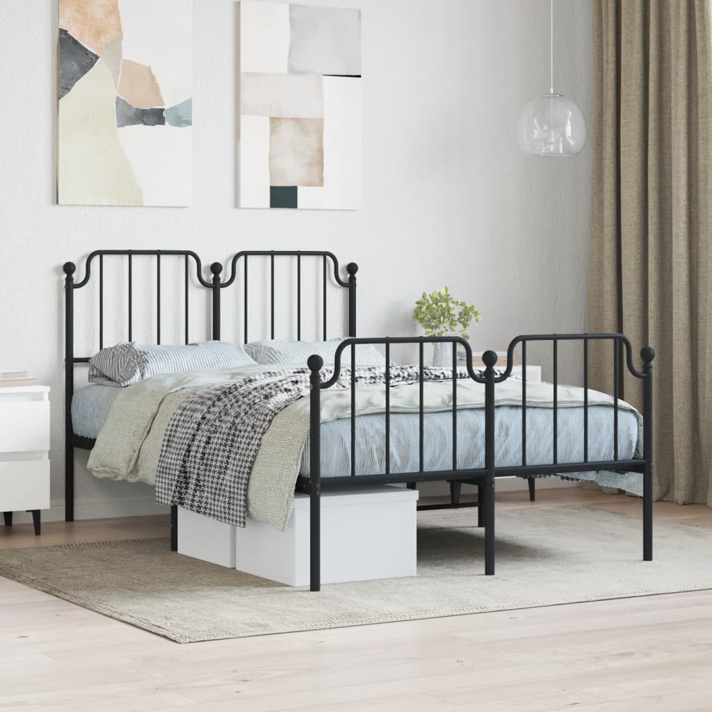 Cadre de lit métal sans matelas avec pied de lit noir 120x200cm - XIOS