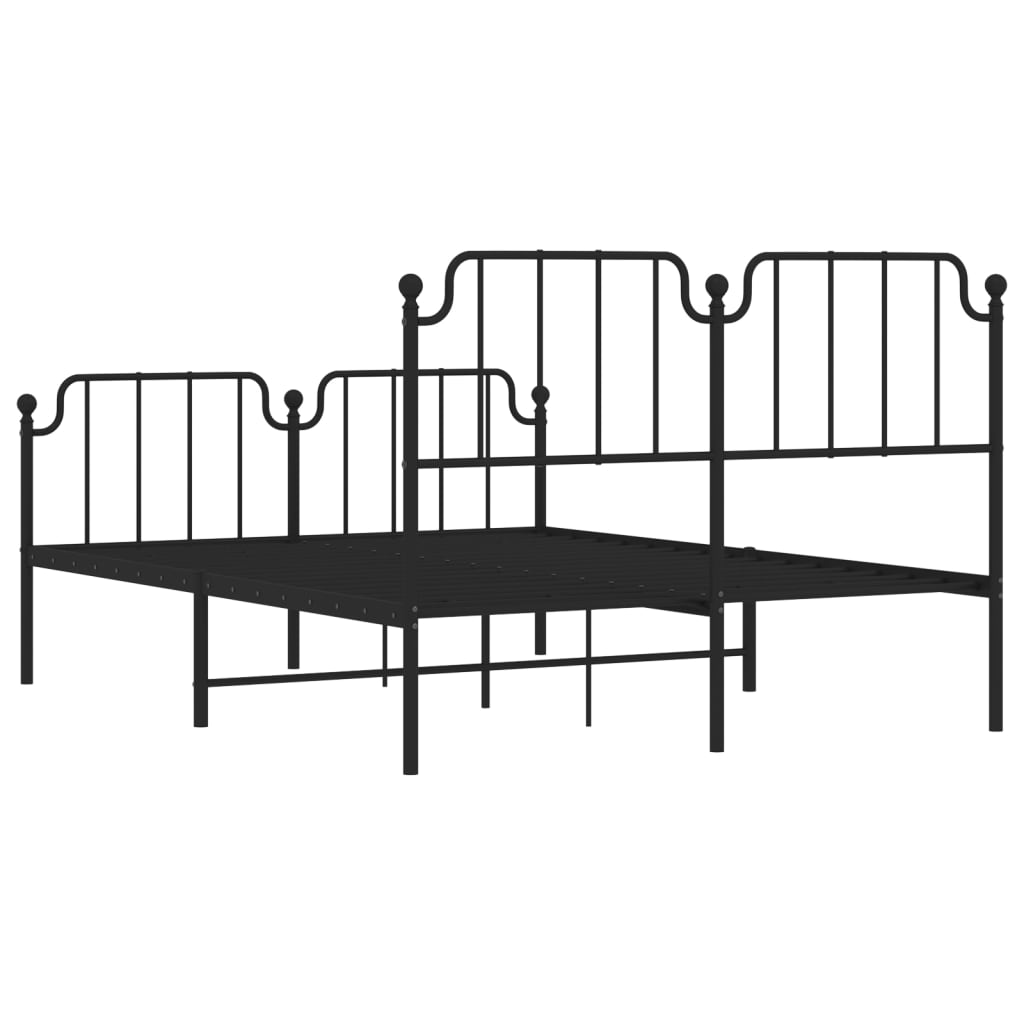 Cadre de lit métal sans matelas avec pied de lit noir 140x190cm - XIOS