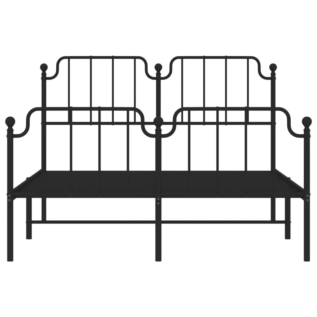 Cadre de lit métal sans matelas avec pied de lit noir 140x200cm - XIOS