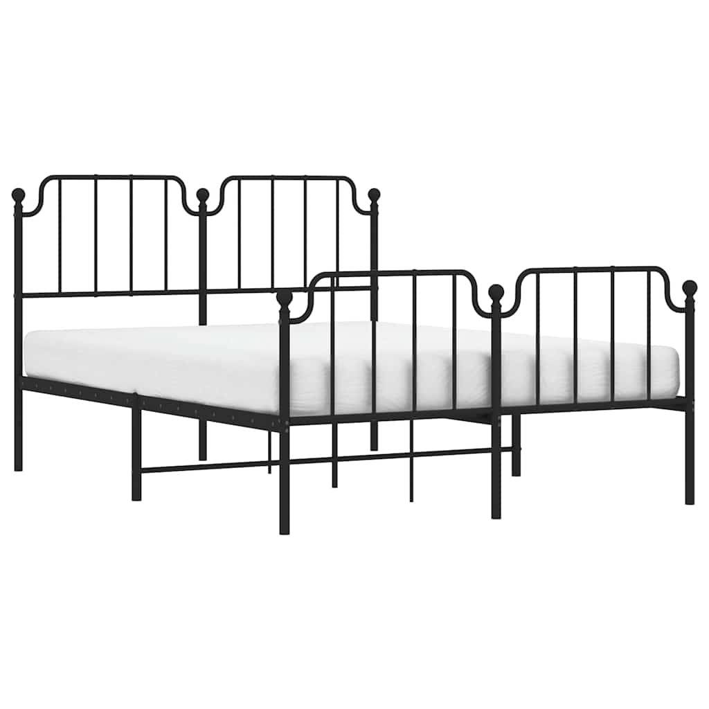 Cadre de lit métal sans matelas avec pied de lit noir 150x200cm - XIOS