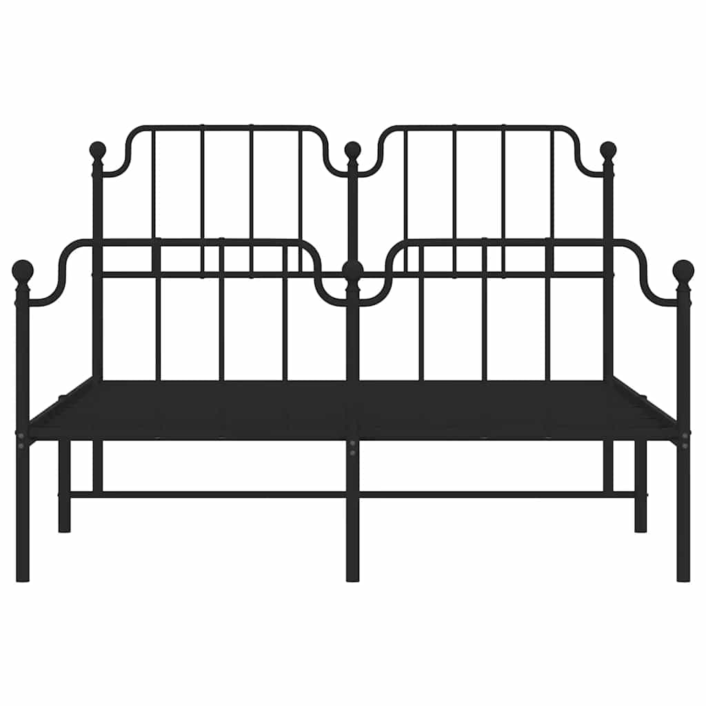Cadre de lit métal sans matelas avec pied de lit noir 150x200cm - XIOS