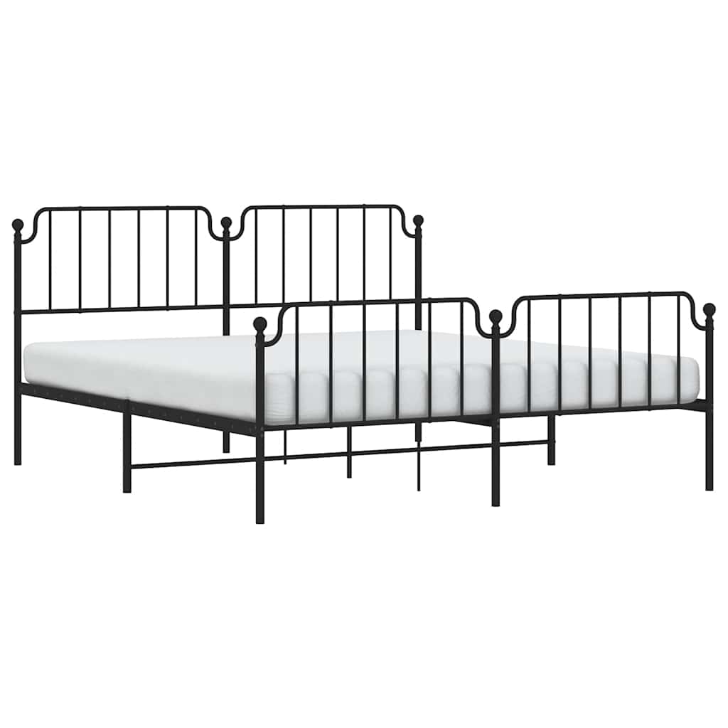 Cadre de lit métal sans matelas avec pied de lit noir 183x213cm - XIOS