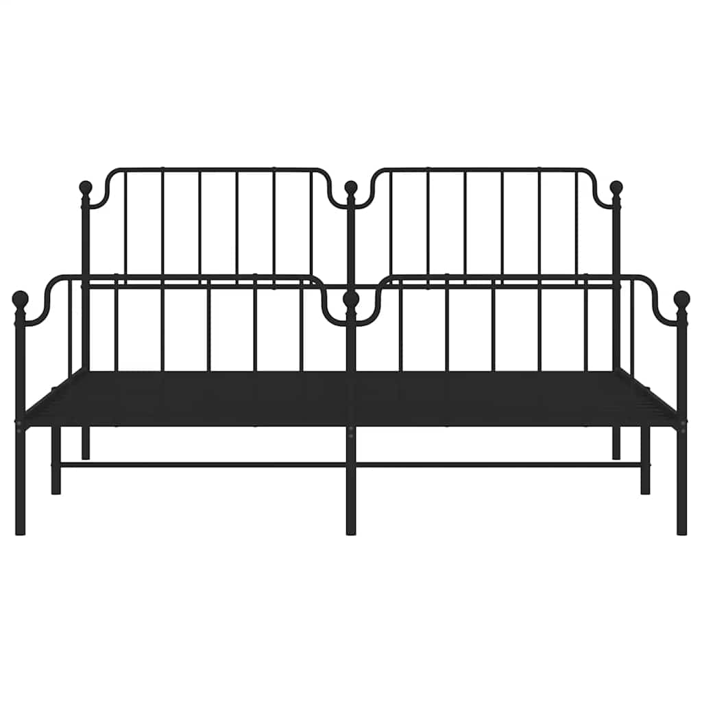 Cadre de lit métal sans matelas avec pied de lit noir 183x213cm - XIOS