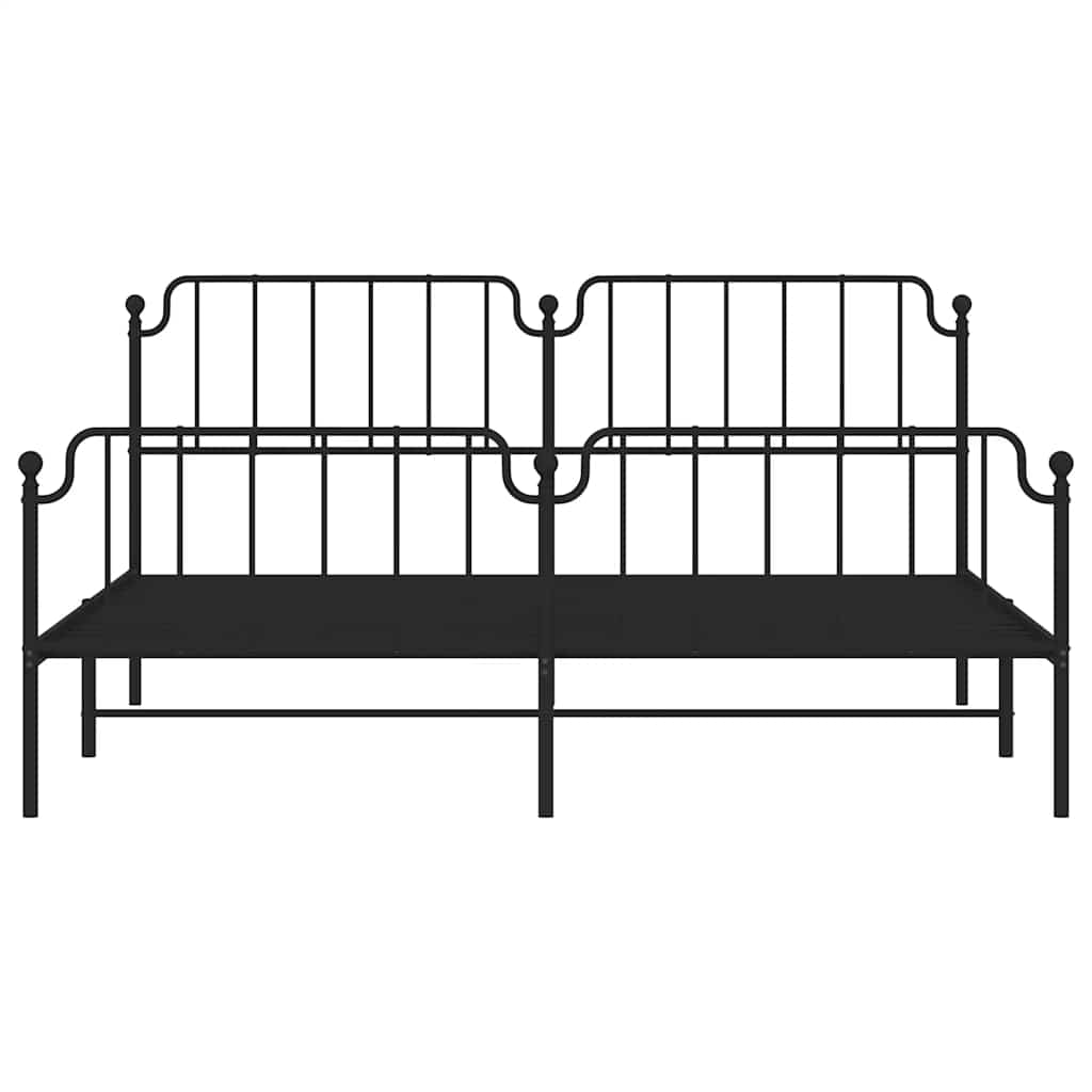 Cadre de lit métal sans matelas avec pied de lit noir 193x203cm - XIOS