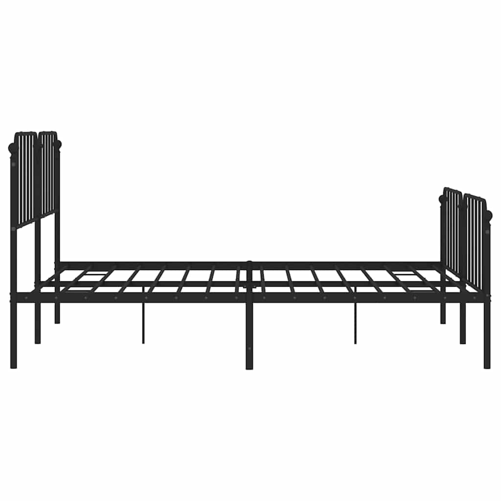 Cadre de lit métal sans matelas avec pied de lit noir 193x203cm - XIOS