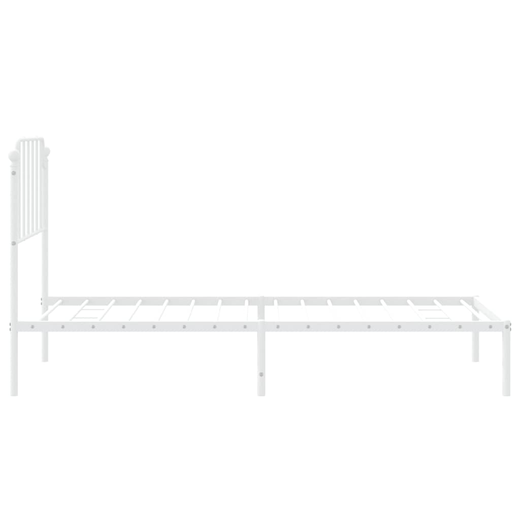 Cadre de lit métal sans matelas avec tête de lit blanc 90x200cm